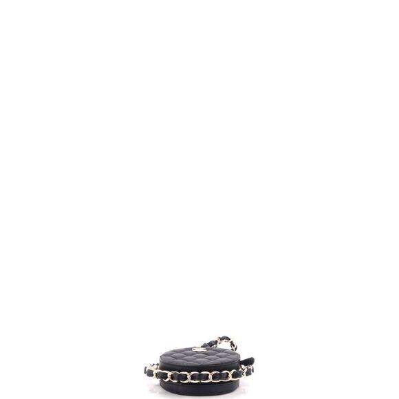 Chanel Frame Chain Around Round Clutch with Chain Quilted Lambskin Mini Black - Picture 5 of 7